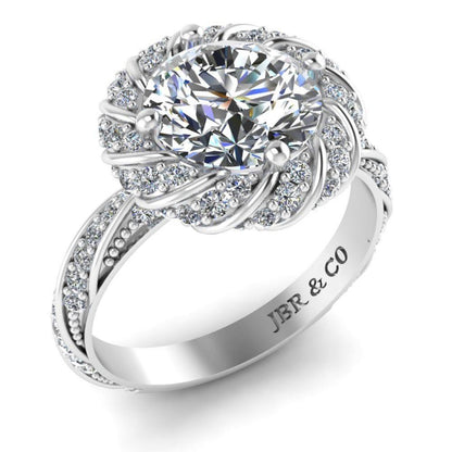 JBR Twisted Solitaire Modern Round Cut Engagement Ring In Sterling Silver - JBR Jeweler