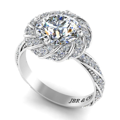 JBR Twisted Solitaire Modern Round Cut Engagement Ring In Sterling Silver - JBR Jeweler