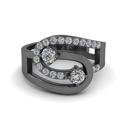 JBR Two Diamond Loop Sterling Silver Promise Ring - JBR Jeweler