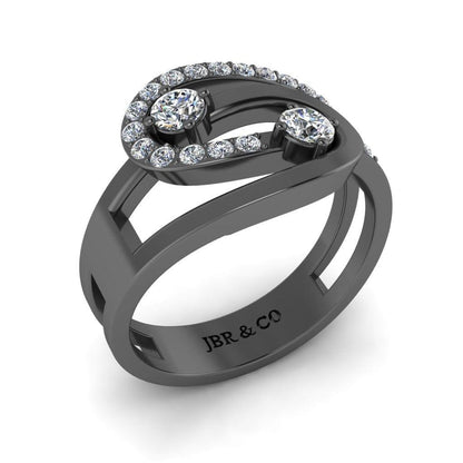 JBR Two Diamond Loop Sterling Silver Promise Ring - JBR Jeweler