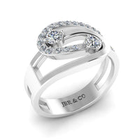 JBR Two Diamond Loop Sterling Silver Promise Ring - JBR Jeweler