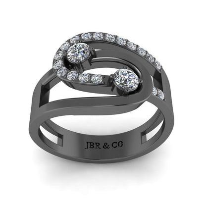 JBR Two Diamond Loop Sterling Silver Promise Ring - JBR Jeweler