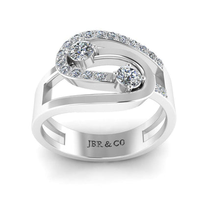 JBR Two Diamond Loop Sterling Silver Promise Ring - JBR Jeweler