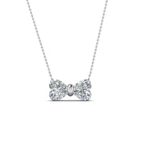 JBR Two Heart Bow Diamond Pendant Sterling Silver Necklace - JBR Jeweler