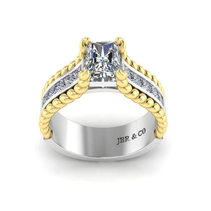 JBR Two Tone 1.21CT Radiant Cut Sterling Silver Ring - JBR Jeweler