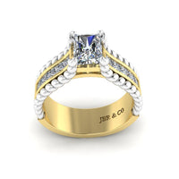 JBR Two Tone 1.21CT Radiant Cut Sterling Silver Ring - JBR Jeweler