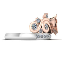 JBR Two Tone Beauty Flower Design Round Cut Sterling Silver Ring - JBR Jeweler