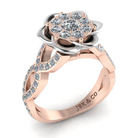 JBR Two Tone Belle Rose Inspired Round Cut Sterling Silver Ring - JBR Jeweler