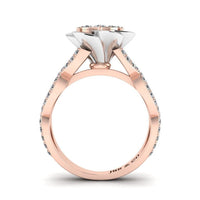 JBR Two Tone Belle Rose Inspired Round Cut Sterling Silver Ring - JBR Jeweler