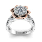 JBR Two Tone Belle Rose Inspired Round Cut Sterling Silver Ring - JBR Jeweler
