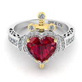 JBR Two Tone Dagger Heart Cut Sterling Silver Ring - JBR Jeweler