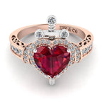 JBR Two Tone Dagger Heart Cut Sterling Silver Ring - JBR Jeweler