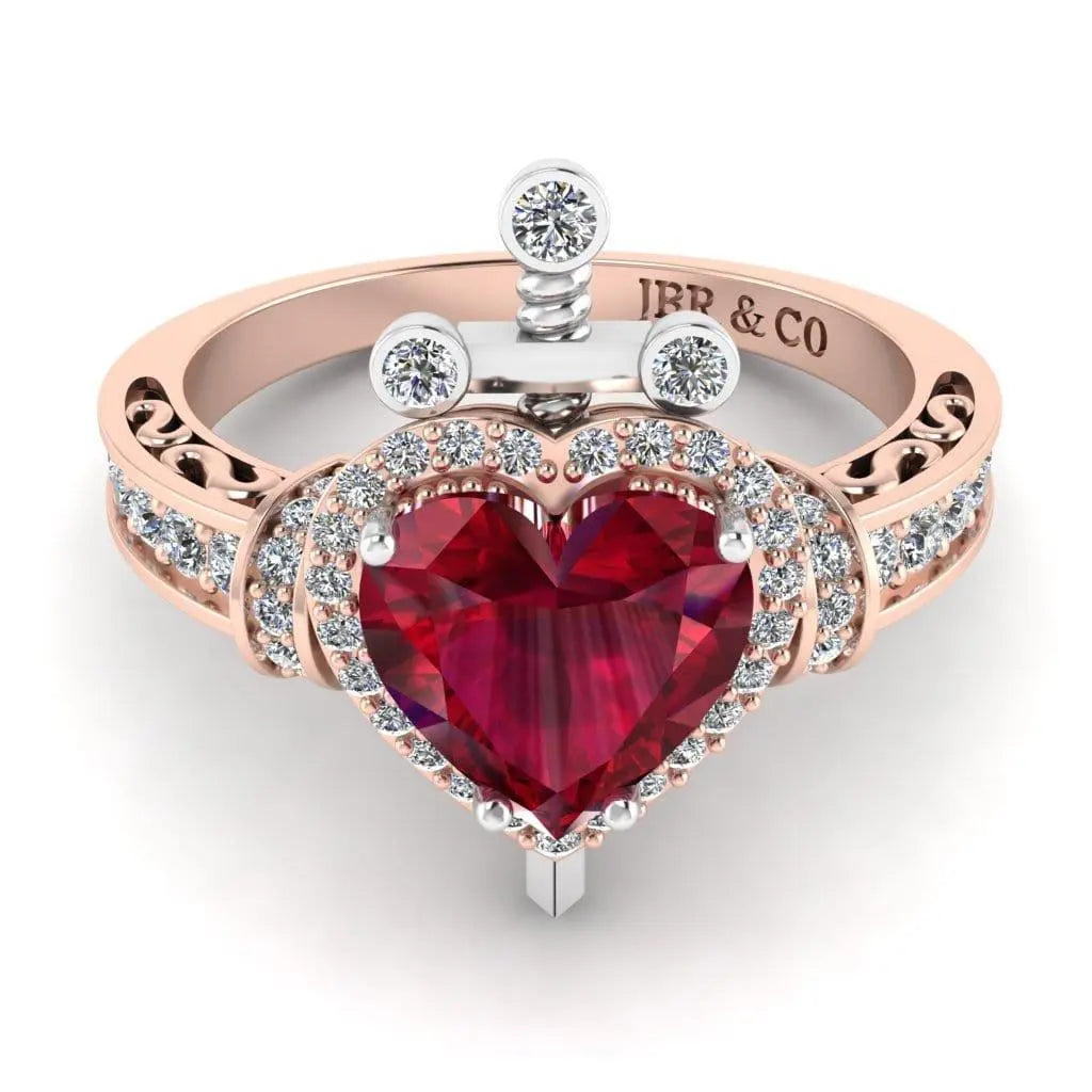 JBR Two Tone Dagger Heart Cut Sterling Silver Ring - JBR Jeweler