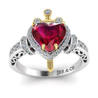 JBR Two Tone Dagger Heart Cut Sterling Silver Ring - JBR Jeweler
