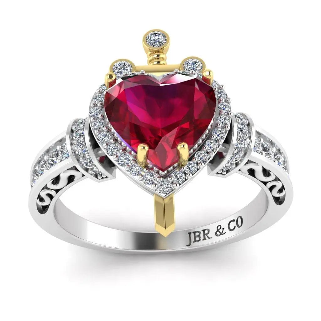 JBR Two Tone Dagger Heart Cut Sterling Silver Ring - JBR Jeweler
