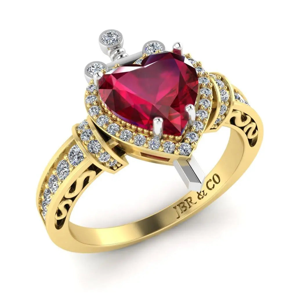 JBR Two Tone Dagger Heart Cut Sterling Silver Ring - JBR Jeweler
