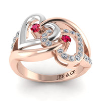 JBR Two Tone Double Heart Sterling Silver Ring For Women - JBR Jeweler