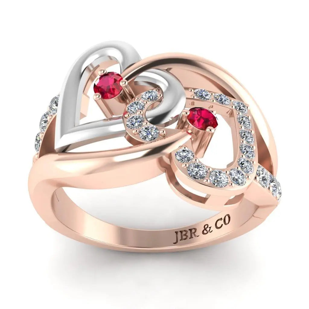 JBR Two Tone Double Heart Sterling Silver Ring For Women - JBR Jeweler