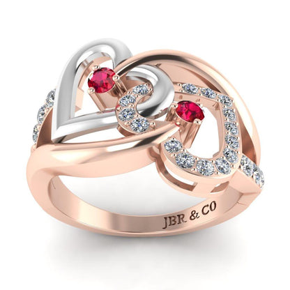 JBR Two Tone Double Heart Sterling Silver Ring For Women - JBR Jeweler