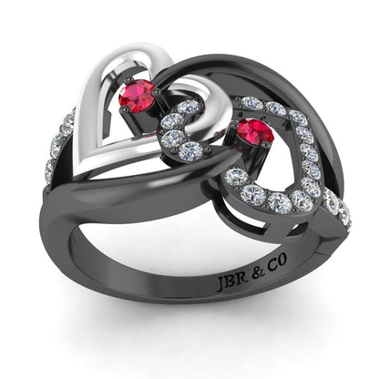 JBR Two Tone Double Heart Sterling Silver Ring For Women - JBR Jeweler