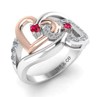 JBR Two Tone Double Heart Sterling Silver Ring For Women - JBR Jeweler