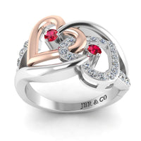 JBR Two Tone Double Heart Sterling Silver Ring For Women - JBR Jeweler