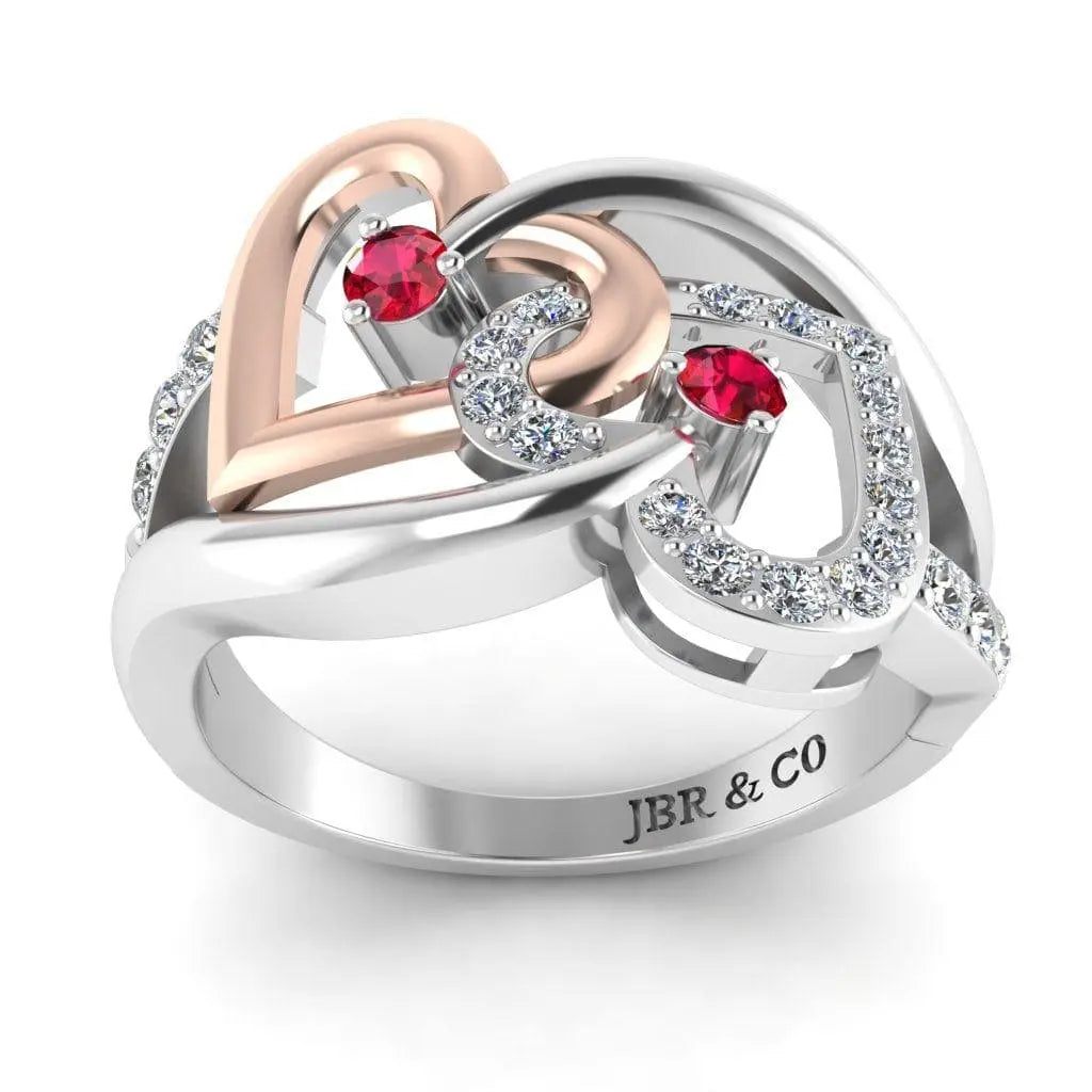 JBR Two Tone Double Heart Sterling Silver Ring For Women - JBR Jeweler