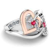 JBR Two Tone Double Heart Sterling Silver Ring For Women - JBR Jeweler