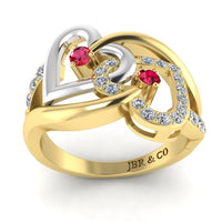 JBR Two Tone Double Heart Sterling Silver Ring For Women - JBR Jeweler