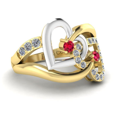 JBR Two Tone Double Heart Sterling Silver Ring For Women - JBR Jeweler