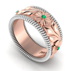 JBR Two Tone Embossed Leaf Women's Band - JBR Jeweler
