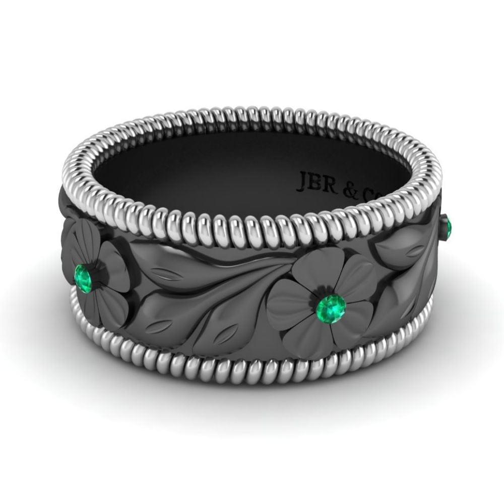 JBR Two Tone Embossed Leaf Women's Band - JBR Jeweler