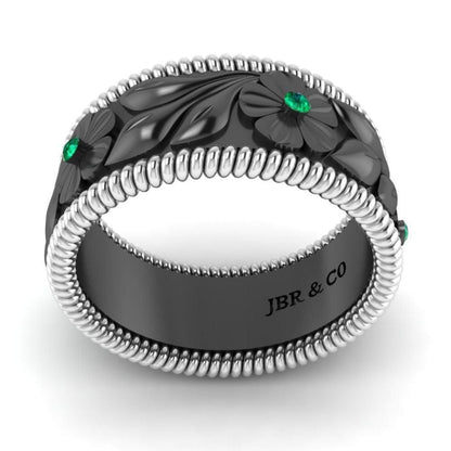 JBR Two Tone Embossed Leaf Women's Band - JBR Jeweler