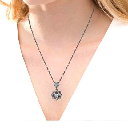 JBR Two Tone Halo Oval Cut Sterling Silver Necklace - JBR Jeweler