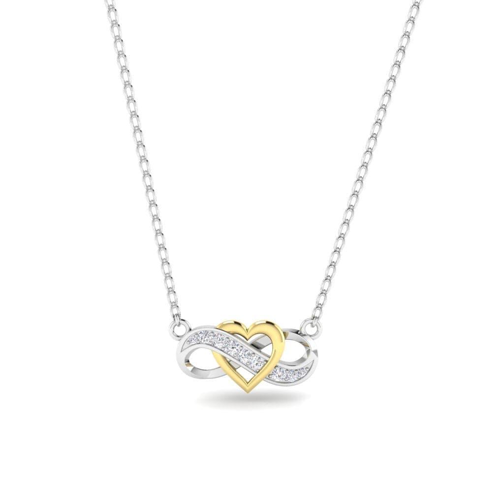 JBR Two Tone Heart Infinity Sterling Silver Necklace Pendate - JBR Jeweler