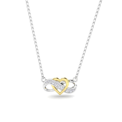 JBR Two Tone Heart Infinity Sterling Silver Necklace Pendate - JBR Jeweler