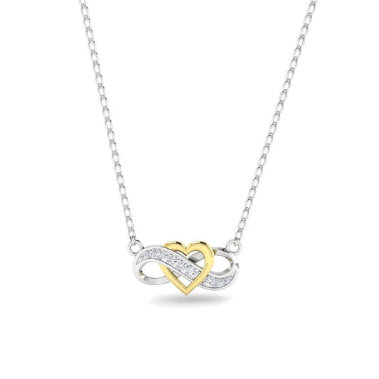 JBR Two Tone Heart Infinity Sterling Silver Necklace Pendate - JBR Jeweler