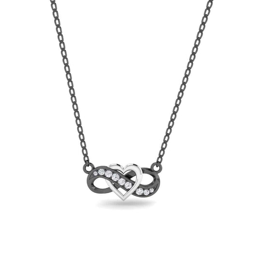 JBR Two Tone Heart Infinity Sterling Silver Necklace Pendate - JBR Jeweler