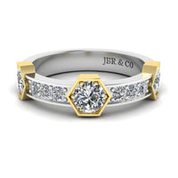 JBR Two Tone Honeycomb Sterling Silver Women Band - JBR Jeweler