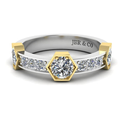 JBR Two Tone Honeycomb Sterling Silver Women Band - JBR Jeweler