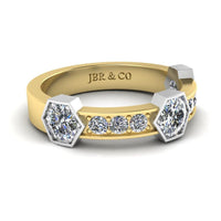 JBR Two Tone Honeycomb Sterling Silver Women Band - JBR Jeweler