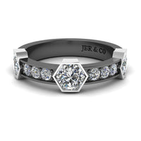 JBR Two Tone Honeycomb Sterling Silver Women Band - JBR Jeweler