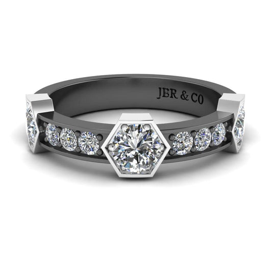 JBR Two Tone Honeycomb Sterling Silver Women Band - JBR Jeweler