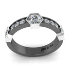 JBR Two Tone Honeycomb Sterling Silver Women Band - JBR Jeweler