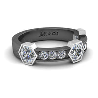 JBR Two Tone Honeycomb Sterling Silver Women Band - JBR Jeweler