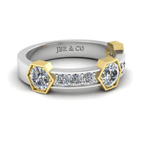 JBR Two Tone Honeycomb Sterling Silver Women Band - JBR Jeweler