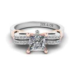 JBR Two Tone Knot Design Princess Cut Sterling Silver Ring - JBR Jeweler