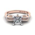 JBR Two Tone Knot Design Princess Cut Sterling Silver Ring - JBR Jeweler