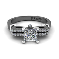 JBR Two Tone Knot Design Princess Cut Sterling Silver Ring - JBR Jeweler