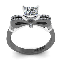 JBR Two Tone Knot Design Princess Cut Sterling Silver Ring - JBR Jeweler